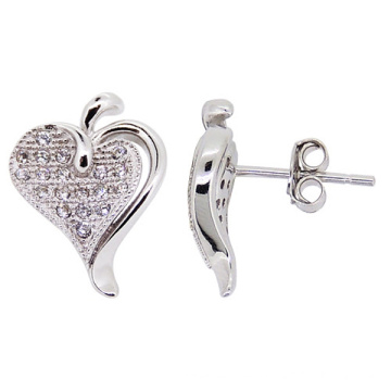 Boucles d&#39;oreille en coeur 925 Bijoux en argent sterling avec CZ